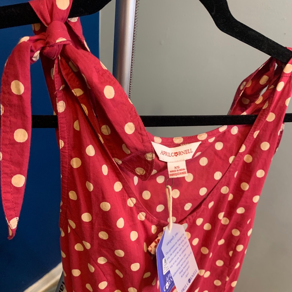 Red Polka Dot Sundress with Button Front